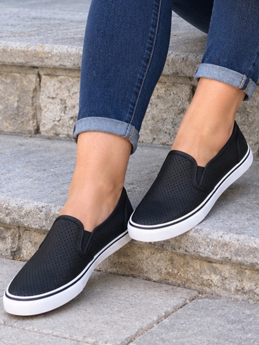 Classic Vans Black Slip In Loafer Shoes